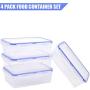 Kitchen Hardware Collection [4 Pack] Plastic Food Storage Containers with Lids Airtight Leak Proof Meal Prep Boxs Freezer Microwave Dishwasher Safe Large Food Containers 184 fl.oz Total