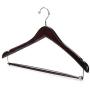 Nature Smile Contoured Wooden Hangers Sturdy Wood Suit Coat Hangers with Locking Bar Chrome Hook Pack of 5 (Walnut)