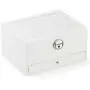 RR ROUND RICH DESIGN Jewelry Boxes - 2 Level Multifunctional Large Jewelry Organizer Storage Case with Top Mirror Drawer and Metal Lock - White