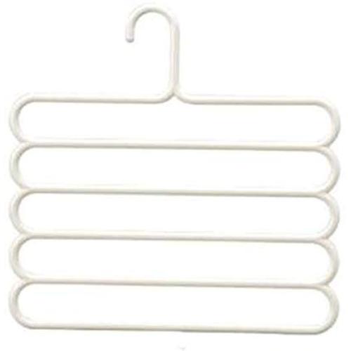 ECYC Multi Bar Pants and Trouser Hanger 5 Layers Towels Clothes Apparel Hangers Racks Space Saving,White