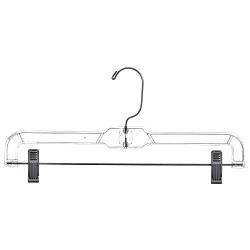 Mainetti 5131 Clear Plastic Hangers with 360 Swivel Metal Hook and Sturdy Metal Non-Slip Padded Clips, Great for Pants/Skirts/Slacks/Bottoms, 14 Inch (Pack of 10)