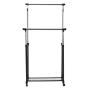 Double Rail Adjustable Garment Rack Portable Rolling Clothes Hanger with Shoe Rack