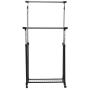 Double Rail Adjustable Garment Rack Rolling Clothes Hanger w/Shoe Rack Portable