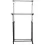 Double Rail Adjustable Garment Rack Rolling Clothes Hanger w/Shoe Rack Portable Double Rail Adjustable Garment Rack Rolling Clothes Hanger w/Shoe Rack Portable