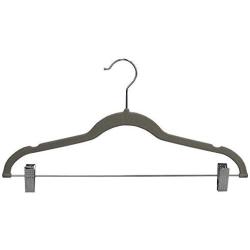 Home Basics Velvet Adjustable Metal Clips, Space Saving Non-Slip Clothes, Pants, Skirts, Dress Hanger 360° Swivel Hook, (Set of 5), Grey