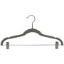 Home Basics Velvet Adjustable Metal Clips, Space Saving Non-Slip Clothes, Pants, Skirts, Dress Hanger 360° Swivel Hook, (Set of 5), Grey