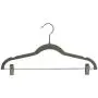 Home Basics Velvet Adjustable Metal Clips, Space Saving Non-Slip Clothes, Pants, Skirts, Dress Hanger 360° Swivel Hook, (Set of 5), Grey