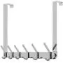 WEBI Over The Door Hook,Over The Door Towel Rack with 6 Coat Hooks for Hanging,Door Coat Hanger Over Door Coat Rack for Towels,Clothes,Bathroom,Chromed