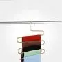 ZUEN 3 Pack Multi-Layer S-Style Trouser Hanger, Non Slip Pants Stainless Steel S-Shape 5 Layer Clothes Hangers Cascading for Space Saving Storage