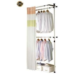 PRINCE HANGER, Simple 2 Tier Hanger with Curtain, Clothing Rack, Closet Organizer, Free Standing, PHUS-0062, Made in Korea