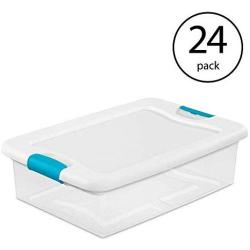 STERILITE 32-Quart Clear Stackable Latching Storage Boxes Container (24 Pack)