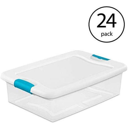 STERILITE 32-Quart Clear Stackable Latching Storage Boxes Container (24 Pack)