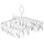 Fan-LingMultifunctional Folding Household Skidproof Windproof Belt 32 Clip Drying Rack,Folding Hanger Drying Rack,Plastic Clothes Hanger,Closet Organizer Plastic Storage Rack (White)