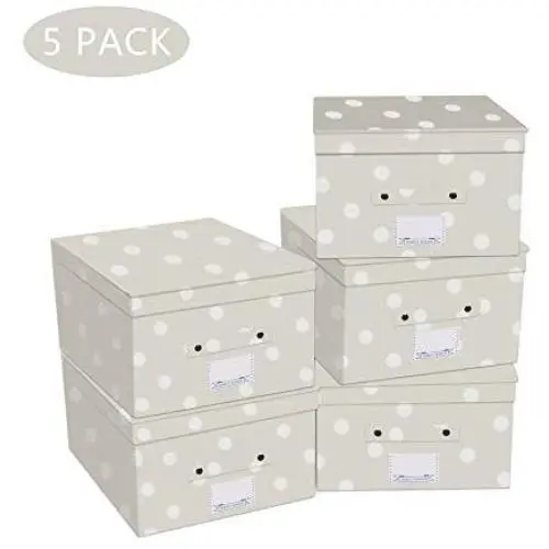 Na&Co Season 5 Pack Folding Hand-held Storage Cubes Bin with Lids,Collapsible Decorative Storage Boxes/Safety Container for Household, Closet, Cabinet, Office (Dot) Na&Co Season 5 Pack Folding Hand-held Storage Cubes Bin with Lids,Collapsible Decorative Storage Boxes/Safety Container for Household, Closet, Cabinet, Office (Dot)