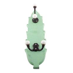 Indianshelf Handmade 1 Artistic Vintage Green Wooden Double Loop Rail Hooks Hangers/Wall Hooks for Keys