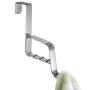 iDesign Forma Over the Door, Valet Hook for Coats, Hats, Robes, Towels, With Slots for Clothes Hangers - 1 Hook, Brushed Stainless Steel