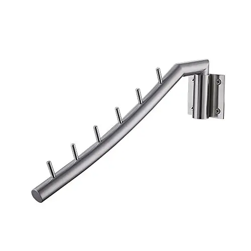 KES SUS 304 Stainless Steel Clothes Hanger with Swing Arm Holder Clothing Hanging System Closet Storage Organizer Heavy Duty Drying Rack Wall Mount Brushed Finish, SCH200-2 KES SUS 304 Stainless Steel Clothes Hanger with Swing Arm Holder Clothing Hanging System Closet Storage Organizer Heavy Duty Drying Rack Wall Mount Brushed Finish, SCH200-2