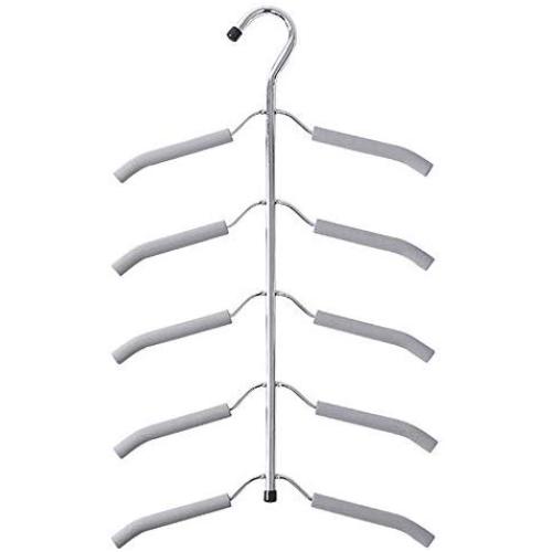 XUROM Hanger 5-Pack Multi-Layer Hangers Space Saving Metal Durable Clothes Hangers Closet Organizers for Coats Jackets Dorm Room Apartment Essentials Space Saving Hangers for Dresses Trousers