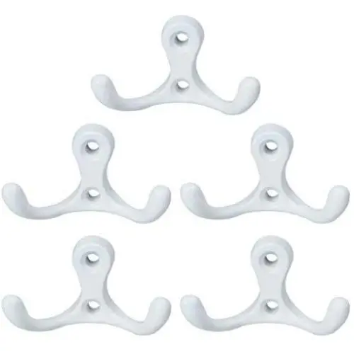 uxcell 5pcs Dual Wall Hooks Zinc Alloy Wall Mounted Scarf Coat Double Prong Robe Hooks Clothes Hanger Holder w Screws, White uxcell 5pcs Dual Wall Hooks Zinc Alloy Wall Mounted Scarf Coat Double Prong Robe Hooks Clothes Hanger Holder w Screws, White