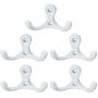 uxcell 5pcs Dual Wall Hooks Zinc Alloy Wall Mounted Scarf Coat Double Prong Robe Hooks Clothes Hanger Holder w Screws, White