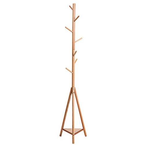 ZZHF yimaojia Solid Wood Floorstanding Coat Rack/Modern Clothes Hanger/Household Bedroom/Creative Hanger (175 37cm) (Color : Wood Color)