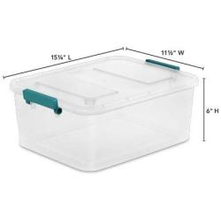 Lonestar Trading Co. Case of 6 Sterilite Teal Sachet 12.7 Qt Modular Latch Box