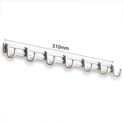 Hook Rail/Coat Rack Adjustable Wall Hooks Towel Hooks Stainless Steel Chrome Wall Mount Door Coat Hooks Clothes Hanger Rack Jacket Pegs For Bathroom Living Room Kitchen For Easy Installation , 7 hooks