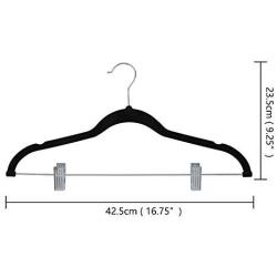 SMART ONYE Pack of 20 Strong and Durable-Heavy Duty-Velvet Clothes Hangers with Clips-Space Saving Velvet Skirts Hangers-Non Slip Velvet Pants Hangers-360 Degree Swivel Hook-Black