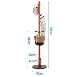 WZP Household Coat Rack Solid Wood Simple Home Bedroom Floor Hanger Simple Living Room European Creative Clothes Rack Home/Wine Red Color