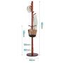 WZP Household Coat Rack Solid Wood Simple Home Bedroom Floor Hanger Simple Living Room European Creative Clothes Rack Home/Wine Red Color