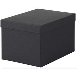 IKEA TJENA 2 Pack Black Foldable Storage Boxes with Lid/Office, Storage, Supplies, Organization, Small Parts (Black)