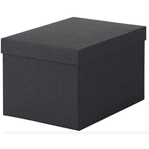 IKEA TJENA 2 Pack Black Foldable Storage Boxes with Lid/Office, Storage, Supplies, Organization, Small Parts (Black)