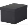 IKEA TJENA 2 Pack Black Foldable Storage Boxes with Lid/Office, Storage, Supplies, Organization, Small Parts (Black)