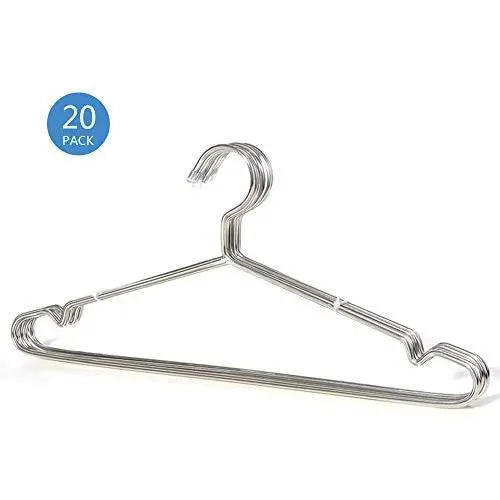 PeiQiH Wire Hangers Clothes Hangers, Lightweight Ultra Thin Not-Slip Notched Space Saving Durable Adult Hangers for Shirt Skirt Posterior Coats-20 Pack 32x18cm