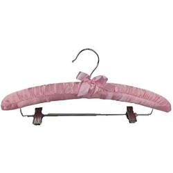 Pillowtex Satin Padded Hangers w/Bar and Non-Abrasive Clips - Set of 10 Pink Hangers