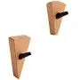 Garneck Wood Wall Hook Adhesive Triangle Door Back Hook Modern Wall Clothes Hanger for Living Room Entrance Key Holder 2 PCS