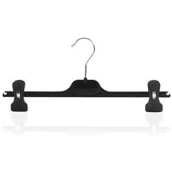 HANGERWORLD 30 Black 13.4inch Plastic Coat Clothes Garment Pants Skirt Hangers with Adjustable Pinch Clips
