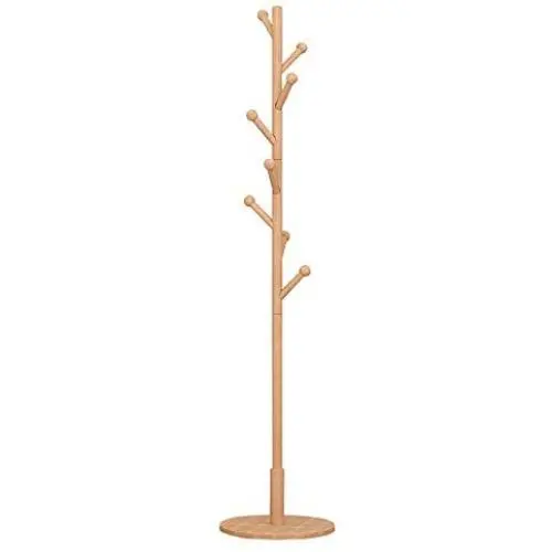 HGXC Full Beech Wood Floor Coat Rack Solid Wood Simple Modern Interior Bedroom Living Room Hanger Clothes Hook (Color : Wood)