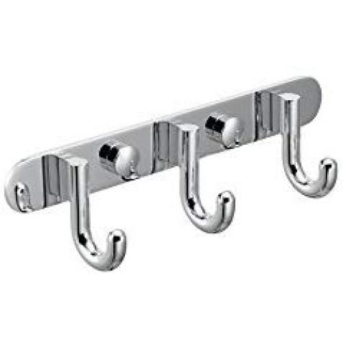 MAYKKE Gilbert Brass 3 Hook Coat Rack Wall Mount Bathroom, Entryway, Hallway, Mudroom Clothes Hat and Key Hanger Polished Chrome, OYA1060101