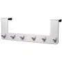 ABBD Stainless Steel Coat Rack Over The Door Hanger with 6 Hooks, Modern Brushed Coat Rack Hooks Wall Mounted, Door Clothes Hanger for Living Room, Cloakroom, Bathroom-A