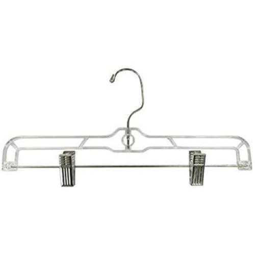 12 Pack Clear Plastic Slack Pant Hook / Skirt Cloth Hangers With Clips ? Cloth Pant Bottom Hanger