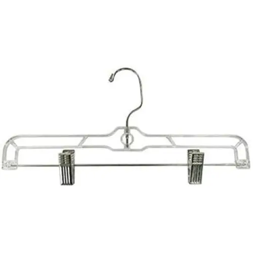 12 Pack Clear Plastic Slack Pant Hook / Skirt Cloth Hangers With Clips ? Cloth Pant Bottom Hanger 12 Pack Clear Plastic Slack Pant Hook / Skirt Cloth Hangers With Clips ? Cloth Pant Bottom Hanger