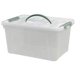 Saedy 14 Quart Latching Box, Great Funtionality Plastic Storage Bin with Lid, Clear Transparent Boxes with Handles