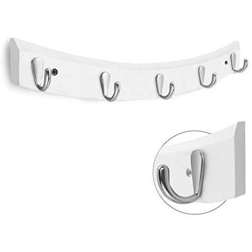 White, Wooden Door Hook/Solid Wood Hanger/Wall Coat Hat Hook/Wall Hanger/Clothes Coat Hook 5 Hook / 48.5 6cm