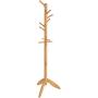 VASAGLE Coat Rack Stand with 11 Rounded Hooks, Wooden Hall Tree Enterway Coat Hanger Holder Free Standing for Clothes, Hats, Purses, Golden Oak URCR02BR