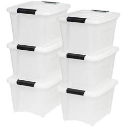IRIS USA, Inc TB-17 19 Quart Stack & Pull Box, Multi-purpose Storage Bin, 6 Pack, Pearl