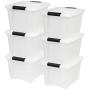 IRIS USA, Inc TB-17 19 Quart Stack & Pull Box, Multi-purpose Storage Bin, 6 Pack, Pearl