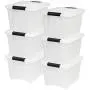 IRIS USA, Inc TB-17 19 Quart Stack & Pull Box, Multi-purpose Storage Bin, 6 Pack, Pearl