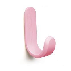 Curve J Hooks Wall Hooks Wood Hooks Coat Hooks for Wall Hallway Living Room Office Hanger Home Decor (Pink)