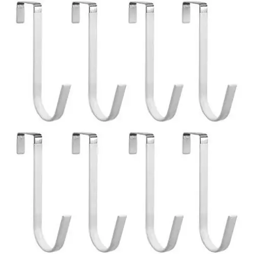 ESFUN 8 Pack Over The Door Hooks Fits The Depth 1-3/8&quot White Vinyl Coated Stainless Steel Door Fence Hook Coat Hanger for Cubicle Panels